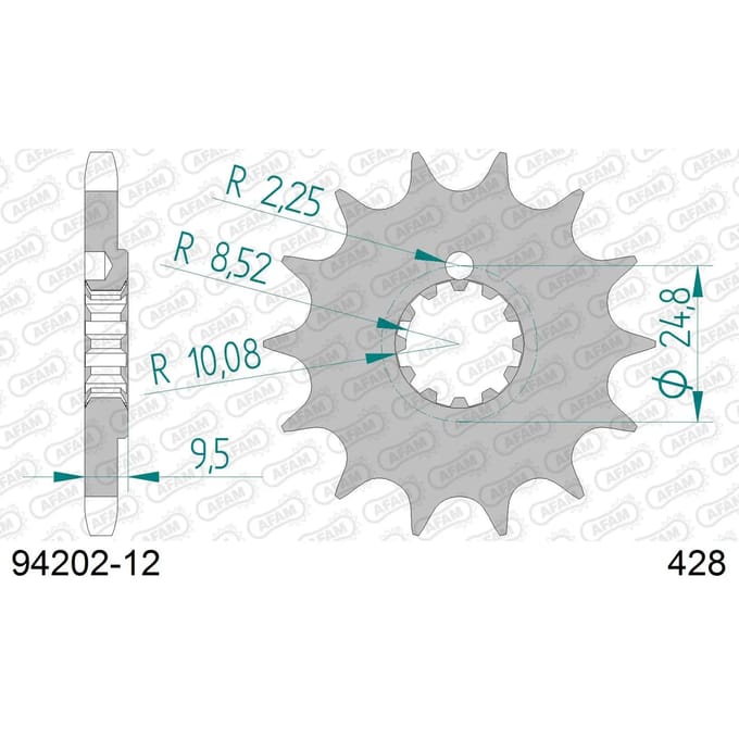 Stalen motortandwiel voor Afam 428 12 dents