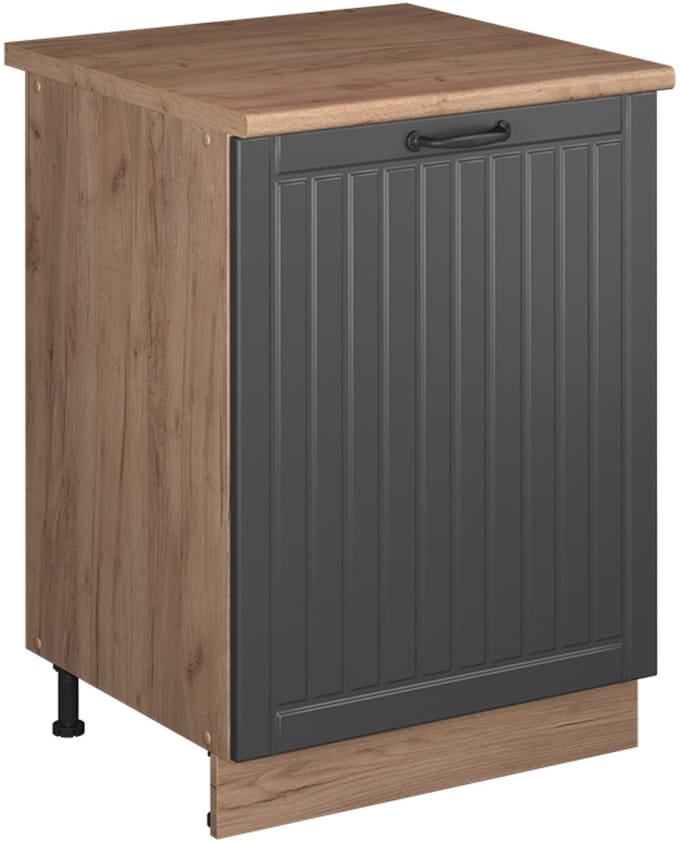 Vicco Wastafelkast Fame-Line, Donkergrijs/Goudkleurig Eiken, 60 cm