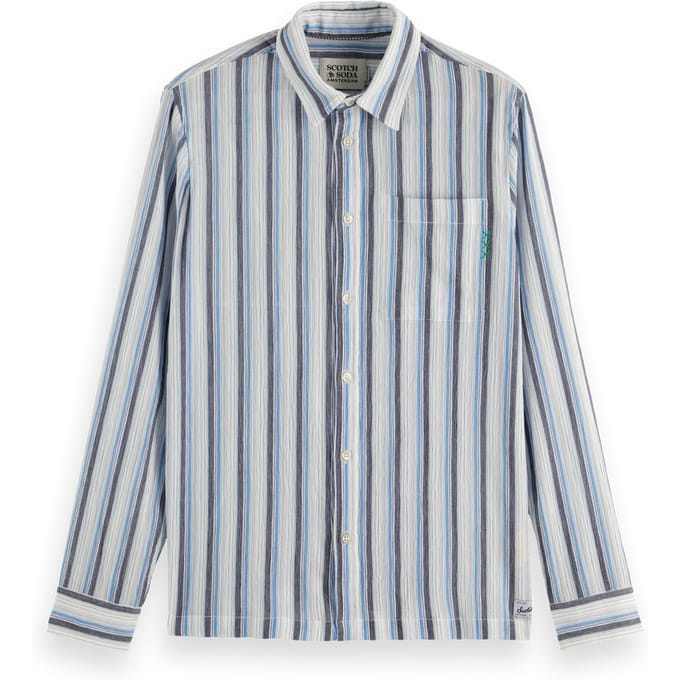Scotch & Soda Textured Stripe Shirt Lavender Stripe Größe: S | Casual hemden Outlet | Herren