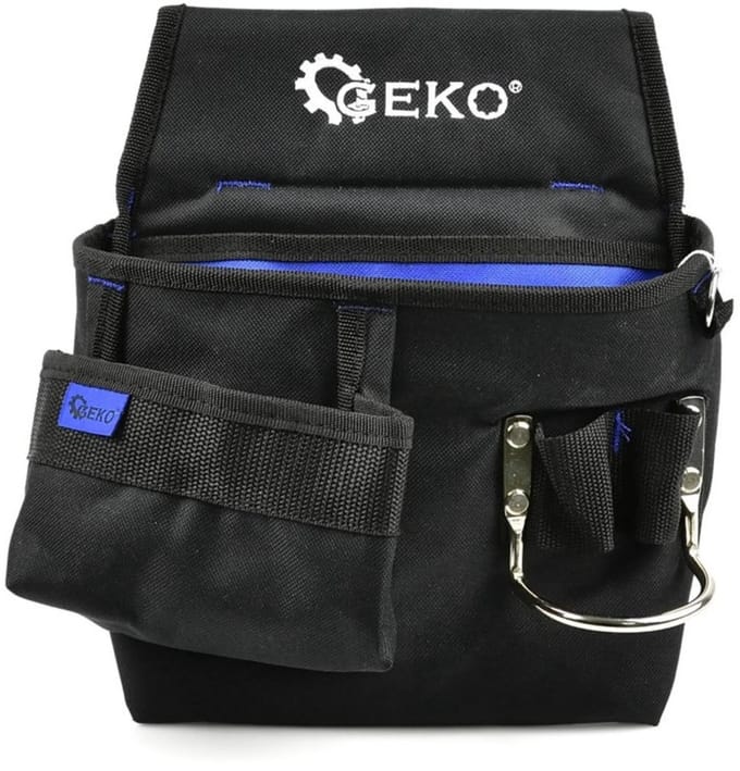 GEKO Tool pouch - 5 vakken - Slijtvast plastic - Met hamerhouder