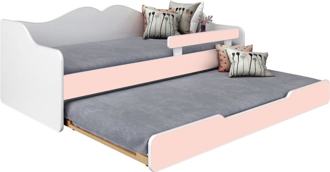 Lendo BELLA2 - Dubbel Kinderbed - 180x80 - Wit-Roze