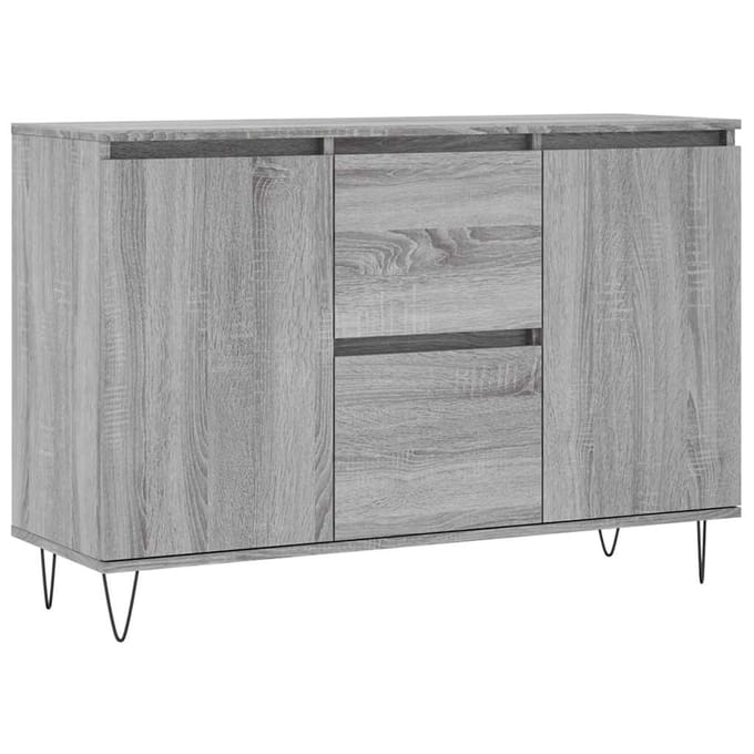 vidaXL - Dressoir - 101,5x35x70 - cm - bewerkt - hout - grijs - sonoma - eikenkleurig