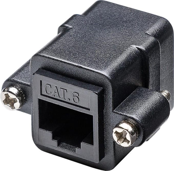 Goobay RJ45-koppeling/koppelstuk met montageflens, CAT 6, 2 x RJ45-bus (8P8C)