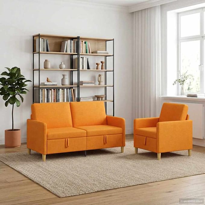 vidaXL - Sofa - Set - Met - Opslag - 2 - st - Dongeel - Polyester