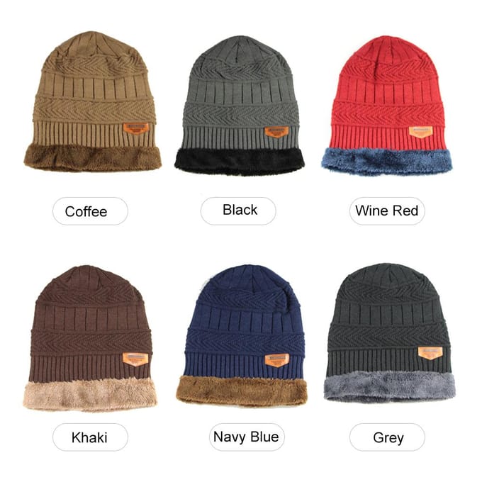 Heren Winter Warme gebreide muts Zachte warme gebreide muts Wine red red
