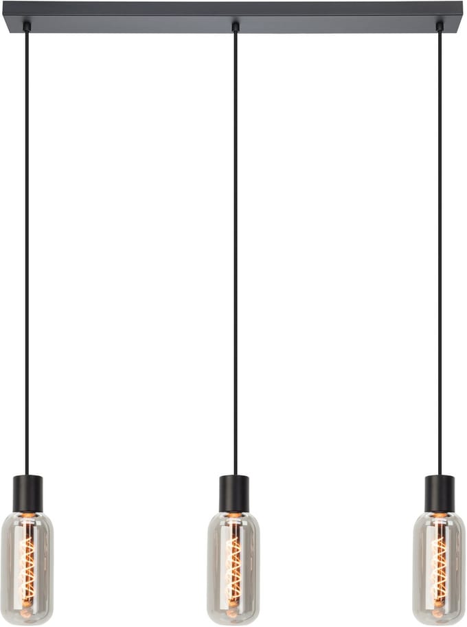 EGLO Majone Hanglamp - E27 - 77 cm - Zwart|Grijs - Smoke Glas - Rookglas