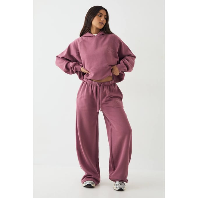 Dames DSGN Studio Script Geborduurd Rechte Pijp Jogger | Roos | Maat: Small