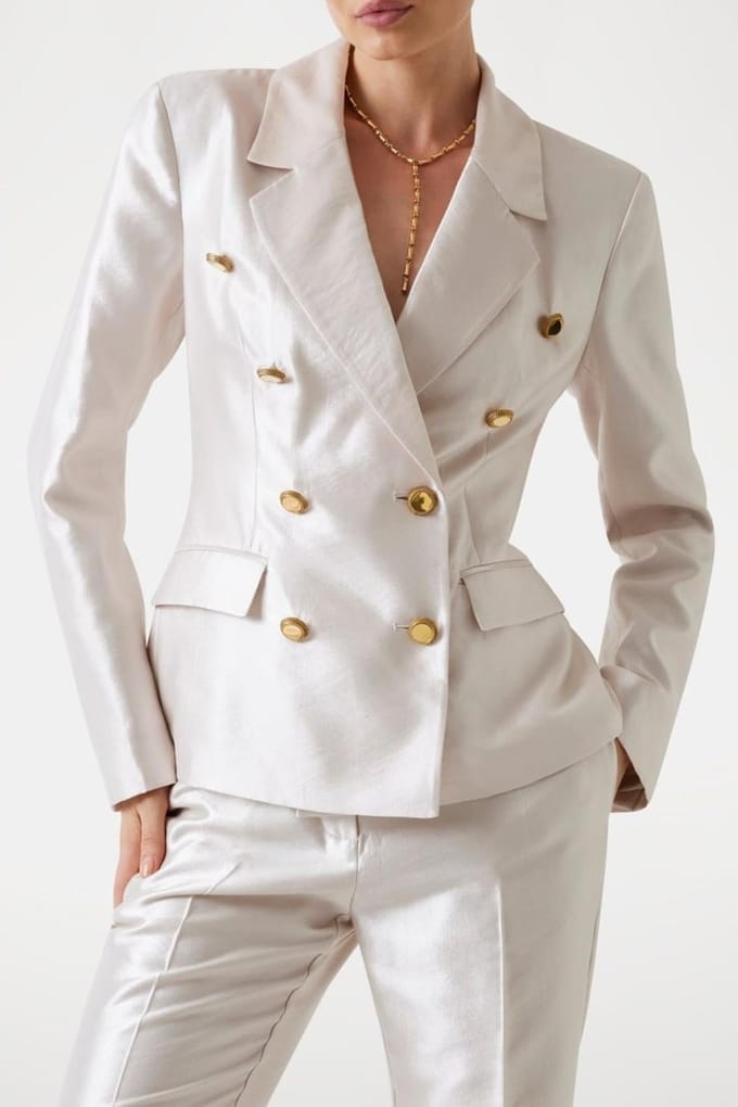 GUESS Milla Double Breast Platinum Multi Taglia: 36 | Blazers Outlet | Donna | Grigio