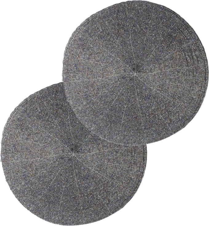Set van 4x stuks placemats kralen grijs - 35 cm - Onderleggers