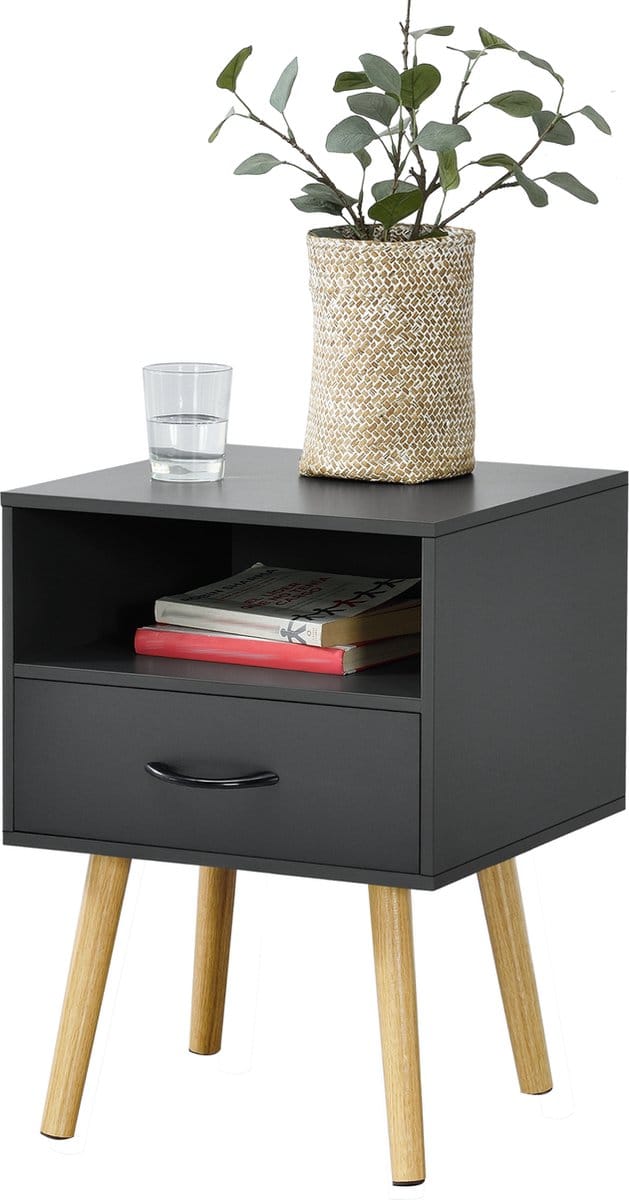 Nachtkastje Gävle 57x42x40 cm set van 2 donkergrijs [en.casa]