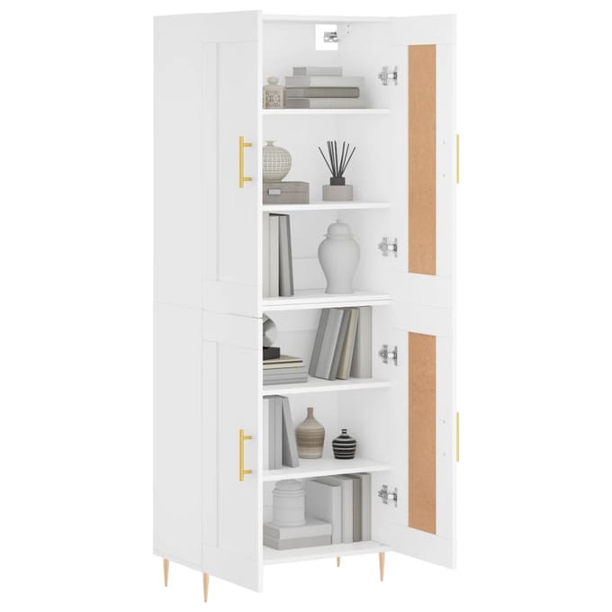 vidaXL - Hoge - kast - 69,5x34x180 - cm - bewerkt - hout - wit
