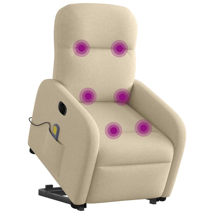 vidaXL - Sta-op-massagestoel - elektrisch - verstelbaar - stof - crèmekleurig