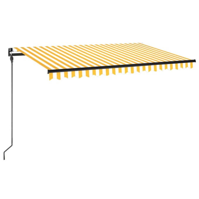 vidaXL - Luifel - handmatig - uittrekbaar - met - LED - 450x300 - cm - geel - en - wit
