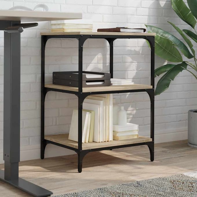 vidaXL - Printerkastje - 3-laags - 50x41x75 - cm - bewerkt - hout - sonoma - eiken