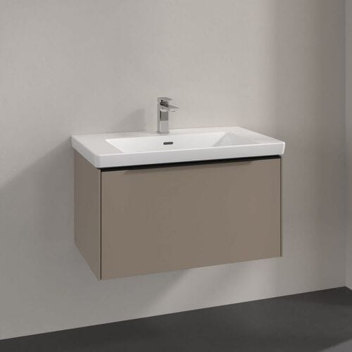 Villeroy & Boch Subway 3.0 vanity unit 77.2 cm, 1 drawer, volcano black handle C57301VM