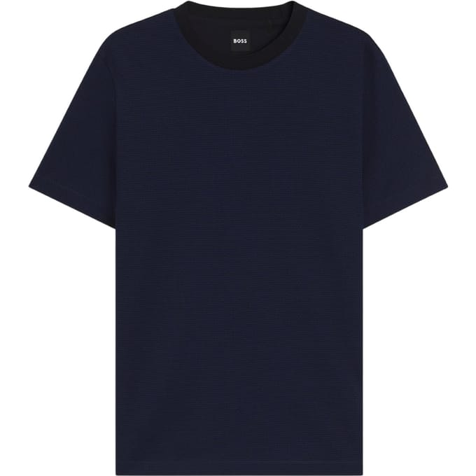Boss Heren T-shirt met geribde kraag van C-Thompson (Donkerblauw)