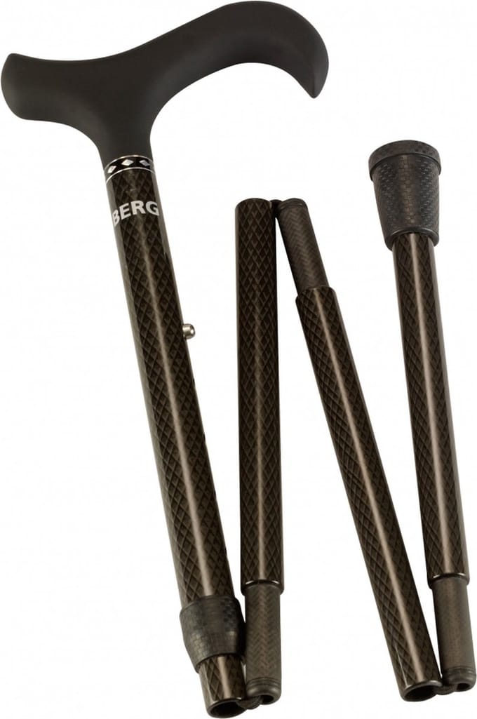 Wandelstok Able2 opvouwbaar carbon soft derby handvat zwart