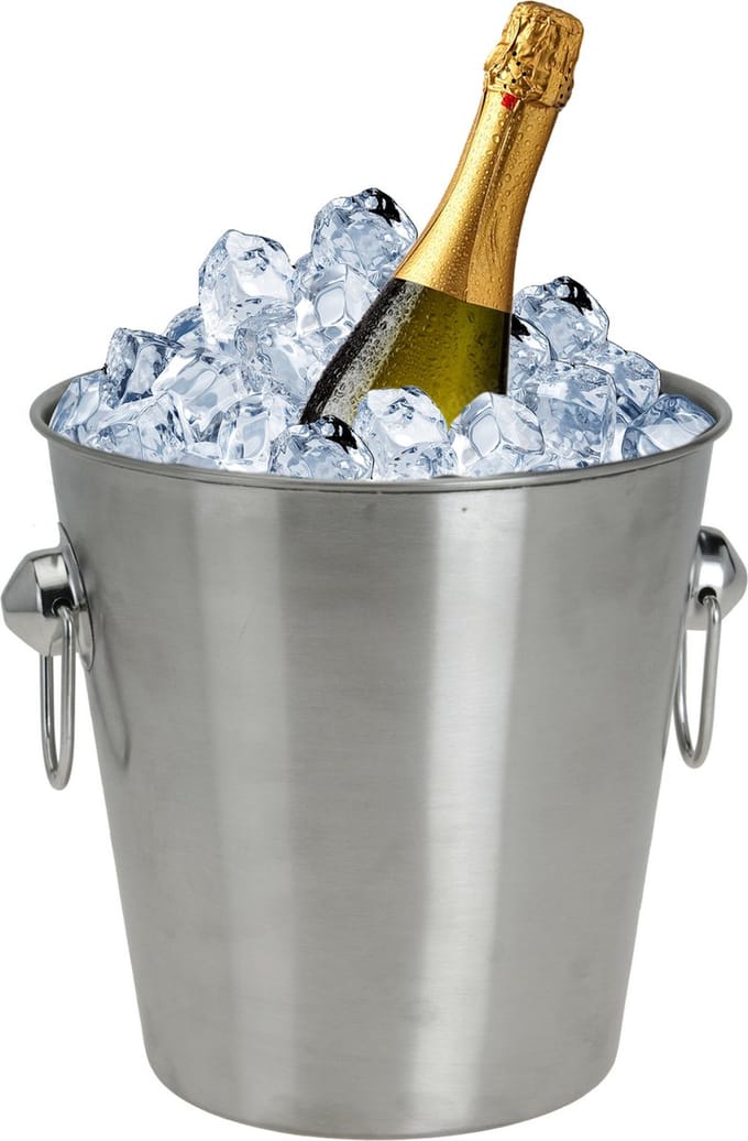 Excellent Houseware ijsemmer - 3L - zilver - RVS - D20 cm - champagnekoeler/ijsbucket