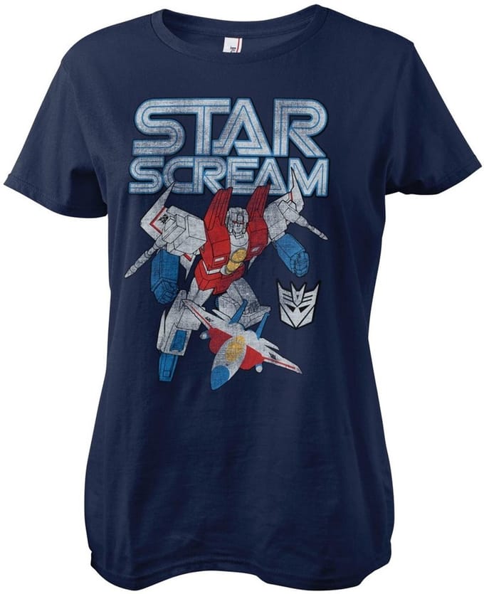 Transformers Stars-crème Washed Girly T-shirt voor dames, marineblauw