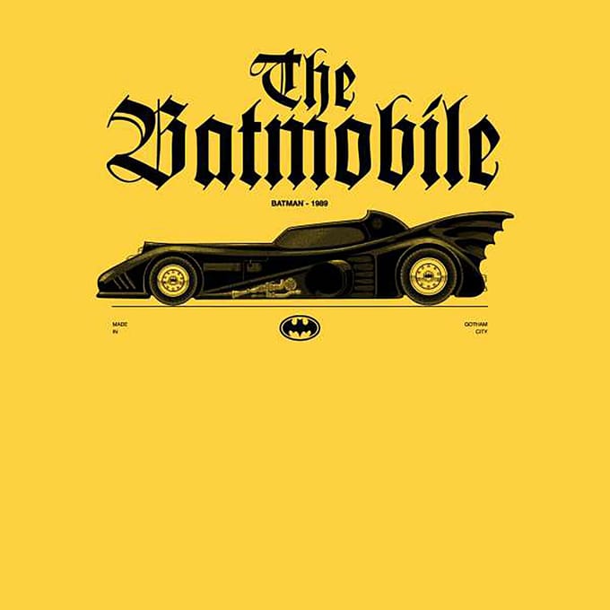 BATMAN Batmobile Profile Lt Unisex T-Shirt - Yellow - S