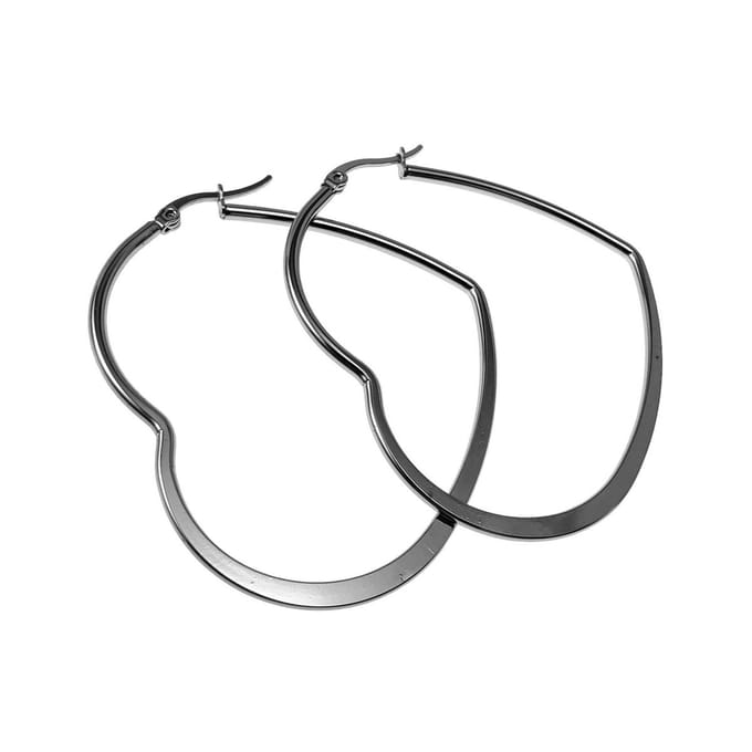 ∅55mm Oorbellen Dames - Gepolijst RVS - Hart Oorringen