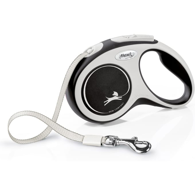 Flexi New Comfort - Rollijn Hondenriem - S - 5 m - Zwart Grijs - <12 kg