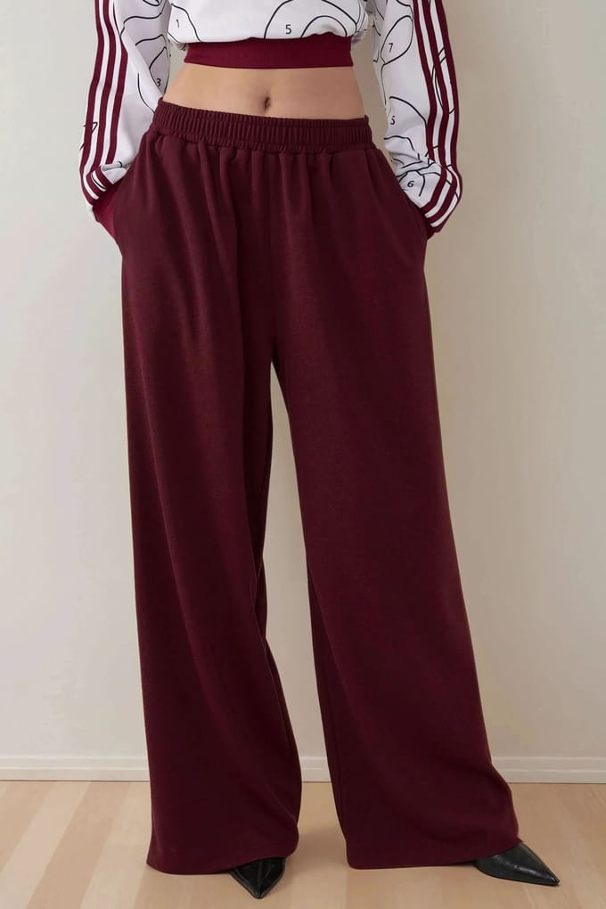 Brede Pijpen Jersey Broek met Elastische Taille