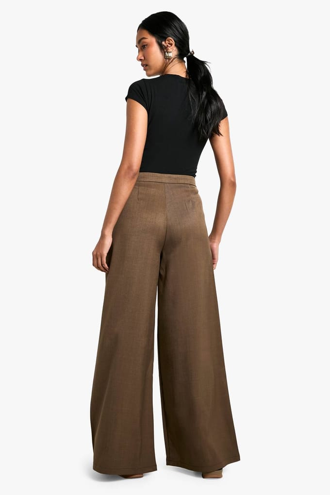 boohoo Dames Tailor-made wijde pijpen | Mokka | Maat: 36