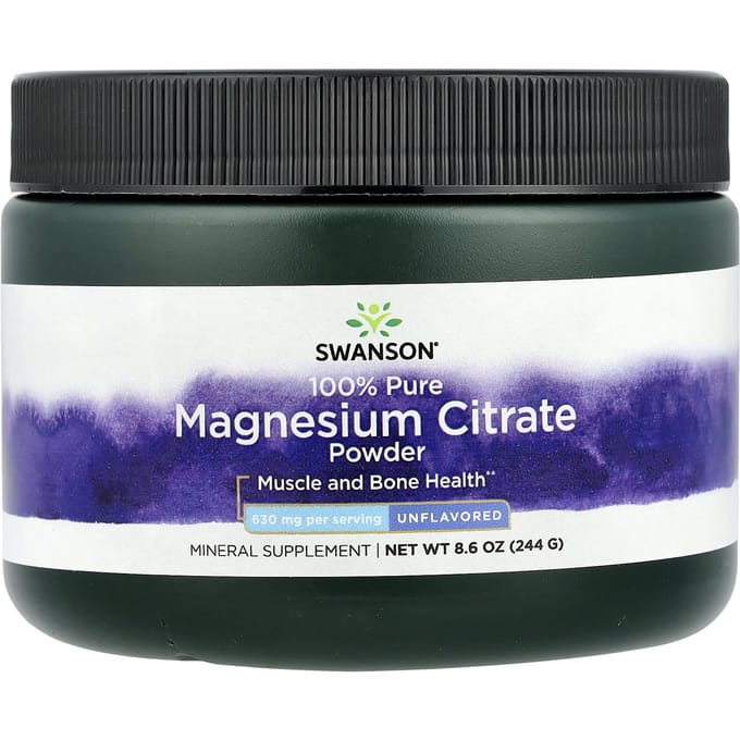 Pure 100% Magnesiumcitraatpoeder, Zonder smaak, 630 mg, 244 g(8.6Oz)