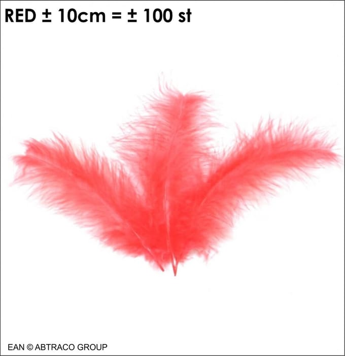 Pluim / Veertjes kleur ROOD ± 100 st / ± 10cm / (ean=sku