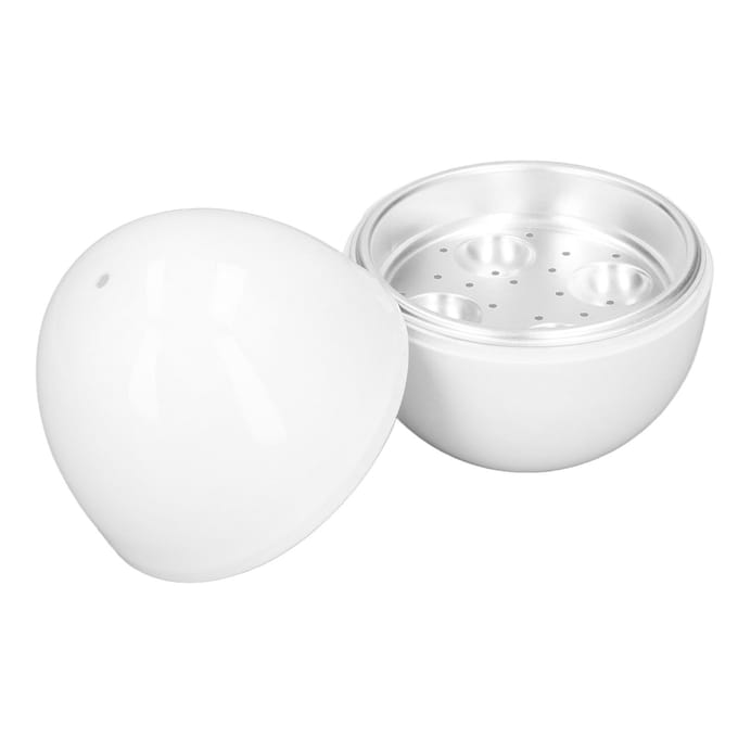 Cuiseur d'œufs durs Capacité 4 œufs Design compact Matériau ABS Forme d'œuf Fonction micro-ondes Œuf L white