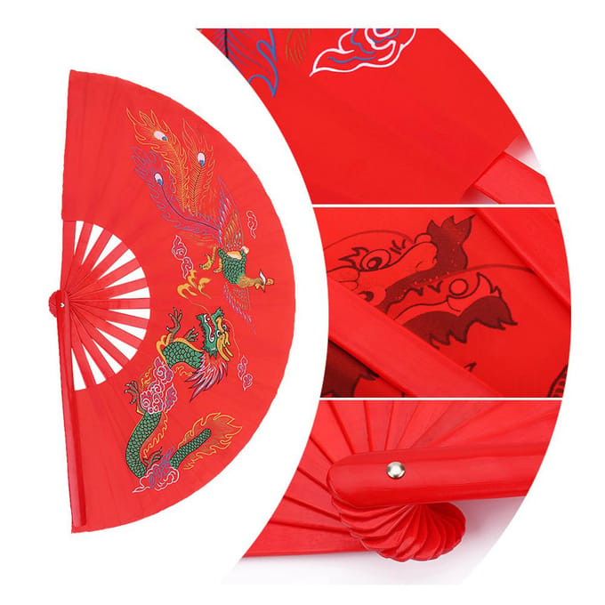 Rode Tai Chi Martial Arts Kung Fu Bamboe Waaier Rechterhand Wushu Dans Oefening Training red