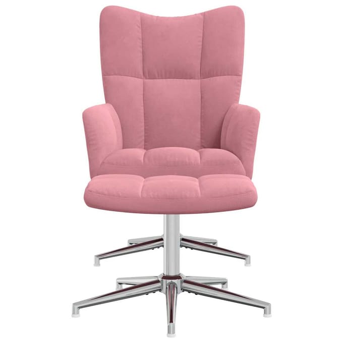 vidaXL Relaxstoel met voetenbank fluweel roze