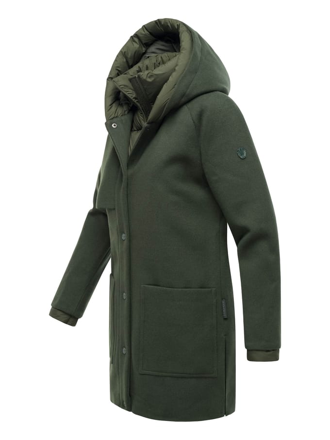 Navahoo Flauschwunder dames wintermantel met afneembare kraag