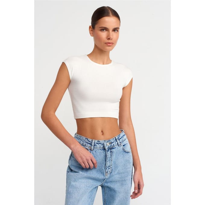 Slim Fit Crop Jersey Blouse
