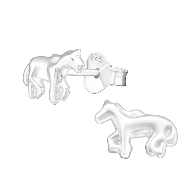 Princess Oorbellen Horse - 925 Zilver E-Coating - Paard - 6x9mm