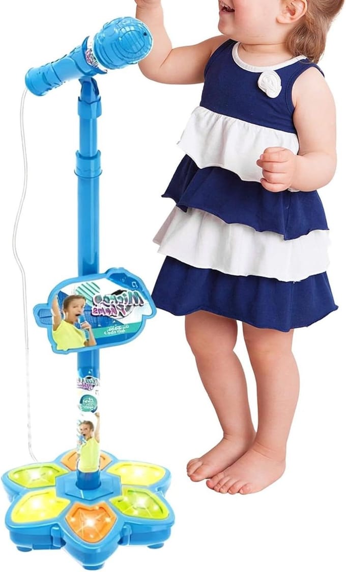 Kinder Microfoon - Karaoke Machine - Muziek Maken - Interactief Kleurendisplay - 100 cm Hoog - Blauw