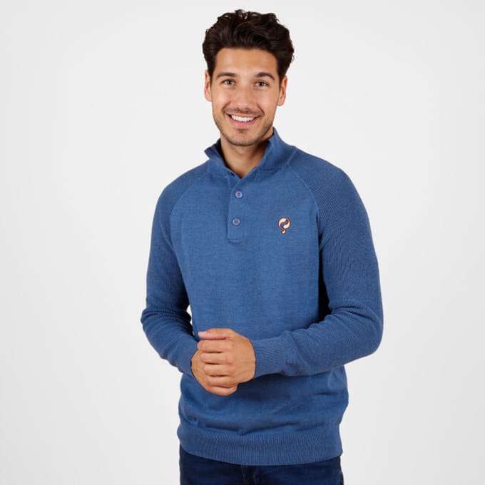 Heren Trui Oldehove – Denimblauw Melange