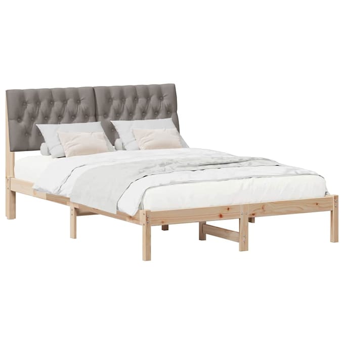 vidaXL - Bedframe - met - Gevoerde - Hoofdbord - Bruin - 135 - x - 190 - cm