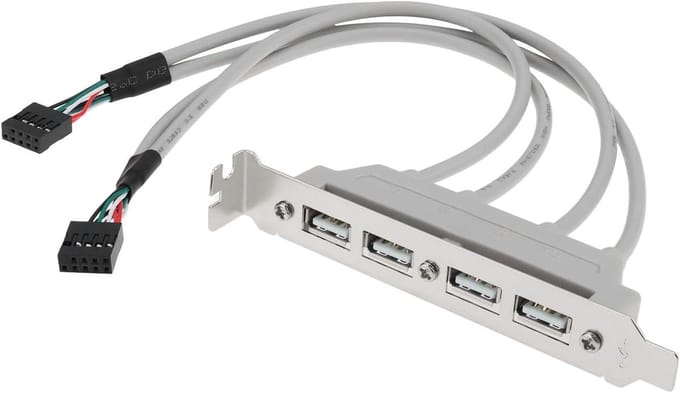 4 Ports USB 2.0 Female to 2 Motherboard 9Pin Header Cable with PCI-E Bracket
