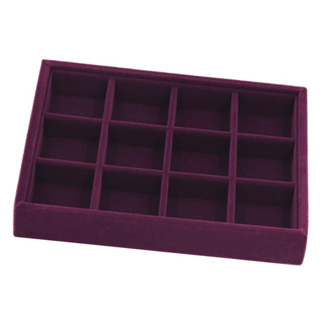 Elegante fluwelen stapelbare sieradenvitrine, paars as described black