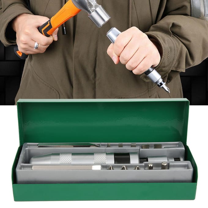 13-delige set multifunctionele slagschroevendraaier kruiskop M5 M6 M8 schroevendraaierbitset gray