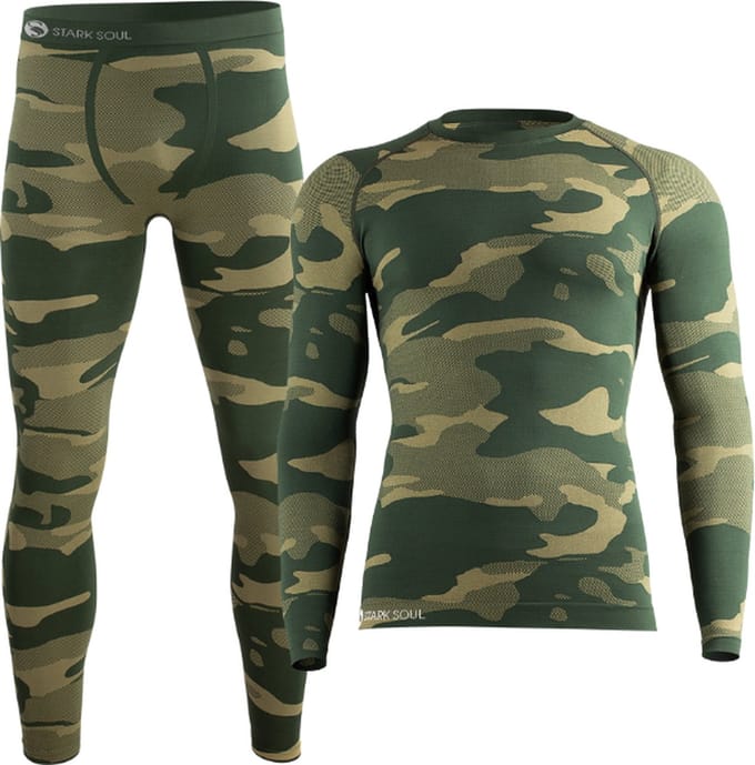 Heren Thermoset - Thermopak - Thermokleding - Lang - Camouflage Groen - Maat S/M