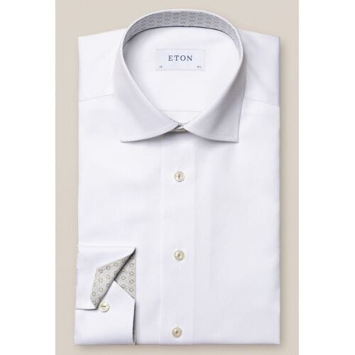 Eton Overhemd Uni Signature Twill Subtle Contrast Wit / male
