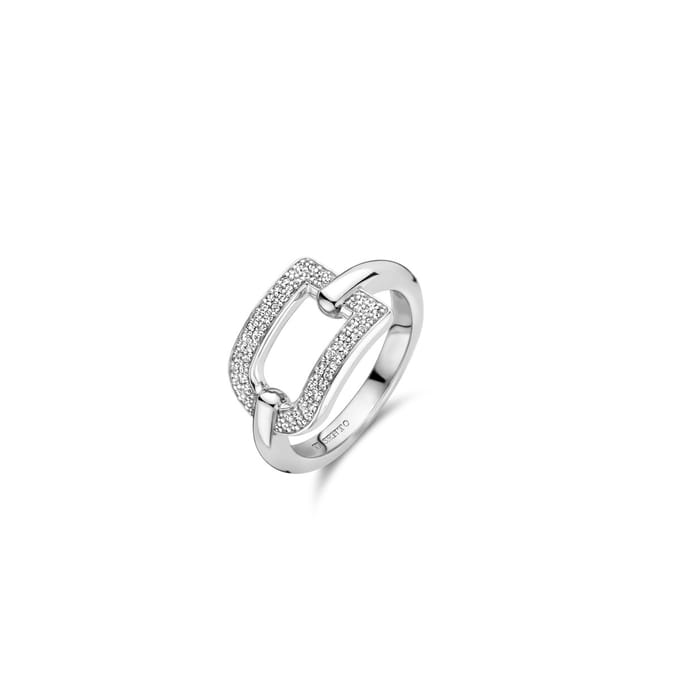 TI SENTO Dames Ring - 925 zilver - Zirconia wit - Maat 17.75 mm / maat 56 - 12320ZI