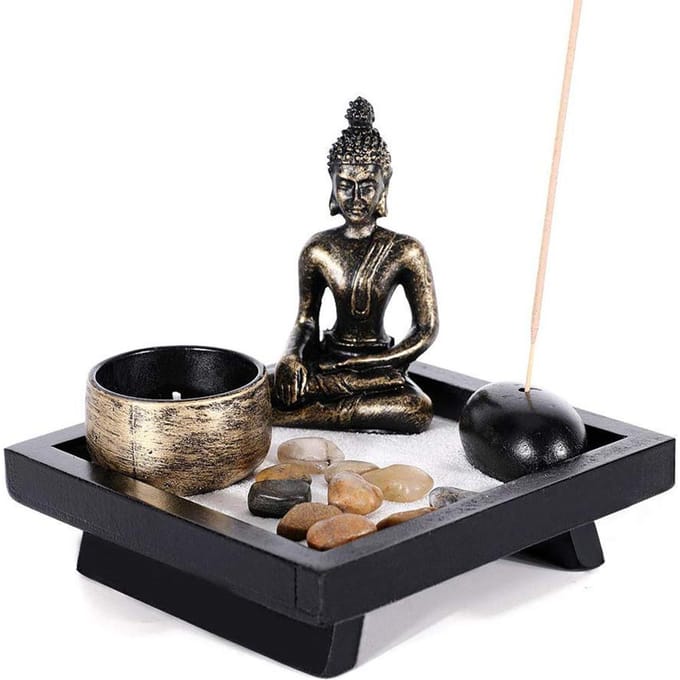 Boeddhabeeld Theelicht Kaarsenhouder Wierookhouder Huisdecoratie Cadeau black