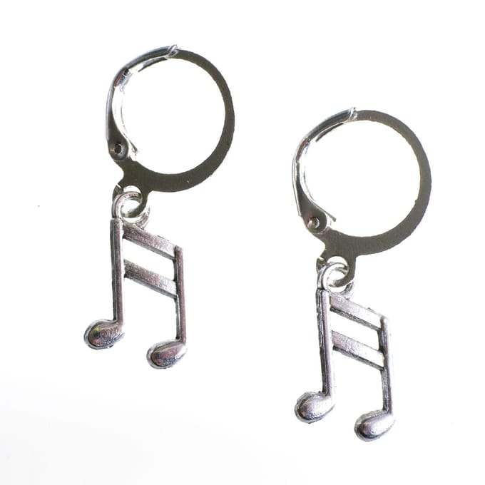 Oorbellen muzieknoten - zilver