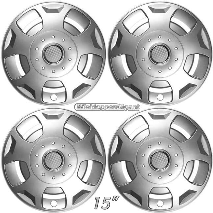 Wieldoppen set 15" passend voor FORD TRANSIT 2006-2014 zilver + chroom ring (0342)