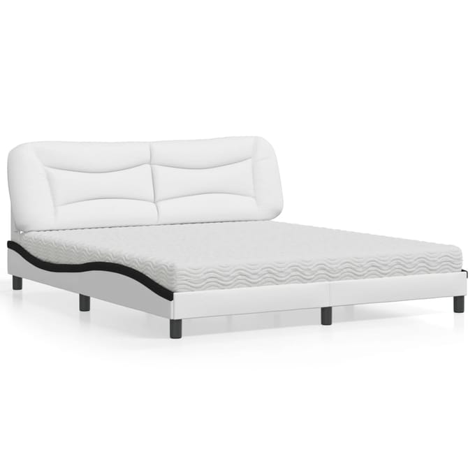 vidaXL - Bed - met - matras - "Hvar" - kunstleer - wit - en - zwart - 180x200 - cm