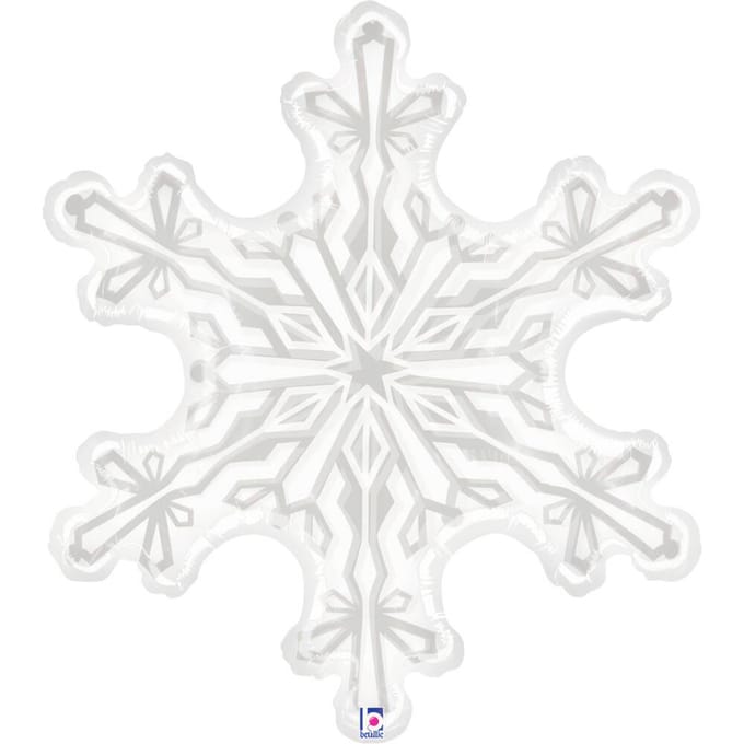 Folieballon, Sneeuwvlok, Transparant, 97 Cm